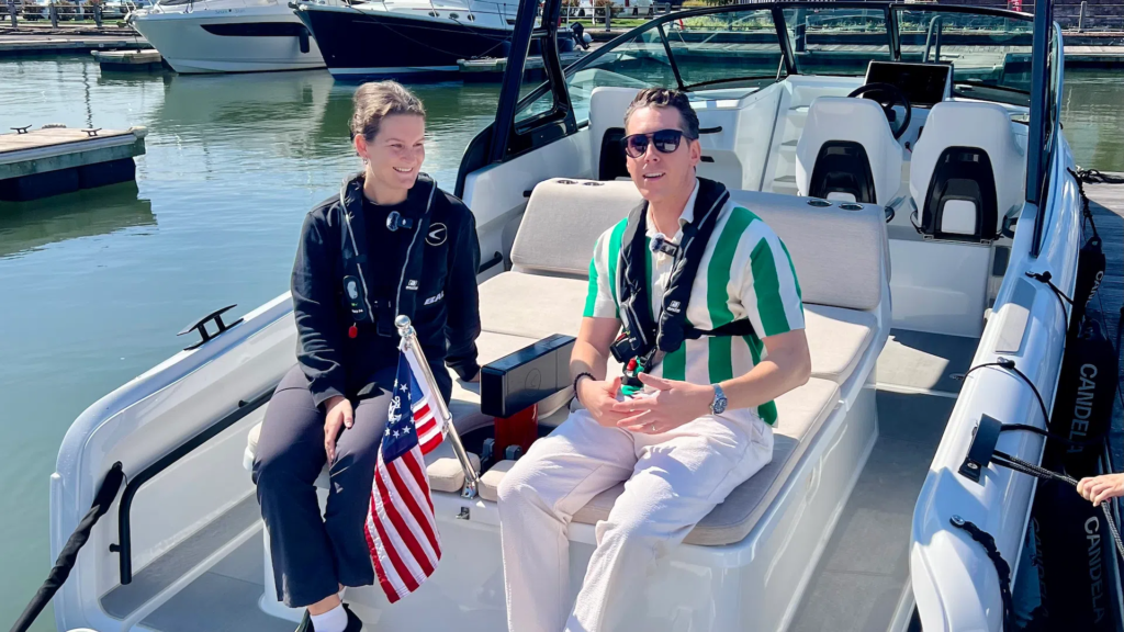 Good Day New York's Ryan Kristafer Takes Flight on the All Electric Candela C 8 with Captain Sofia Lerm in New York Harbor